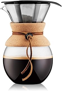 Bodum 11571-109 Pour Over Kaffeebereiter mit Permanentfilter 1 L, Mehrlagig, transparent, 14 x 16,3 x 20,2 cm