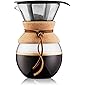 Bodum 11571-109 Pour Over Coffee Maker with Permanent Filter, Glass, 34 Ounce, 1 Liter, Cork Band