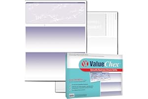 VersaCheck ValueChex - 55 Blank Business Voucher Checks - Blue Prestige - 55 Sheets Form #1000 - Check on Top