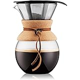 Bodum 11571-109 Pour Over Coffee Maker with Permanent Filter, Glass, 34 Ounce, 1 Liter, Cork Band