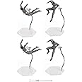 4 Pack Action Figure Stand with Flexible Metal Arm,Action Figure Pose Display Holder Base,Flight Stands for Action Figures Compatible with HG RG SD SHF Gundam 1/144 Toy with Screwdriver (4Pcs Clear)
