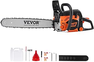 VEVOR Gas Chainsaw, 58CC 20" 3.22HP, Gasoline Powered Chain Saw, Handheld Cordless Petrol Chainsaws for Tree Wood Branch Cutt