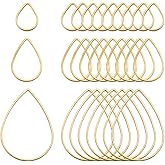 PH PandaHall 300pcs 3 Sizes Open Bezel Charms for Resin, Teardrop Earring Bezels Golden Teardrop Connectors Hollow Linking Rings Charms Brass Resin Bezels for Necklace Earring Bracelet Jewelry Making