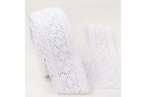 AIETSYEI White Lace Ribbon 10 Yards Cotton Lace Trim Crochet Sewing Lace for Crafts, Gift Package Wrapping, Bridal Wedding Decoration, Scrapbooking Supplies