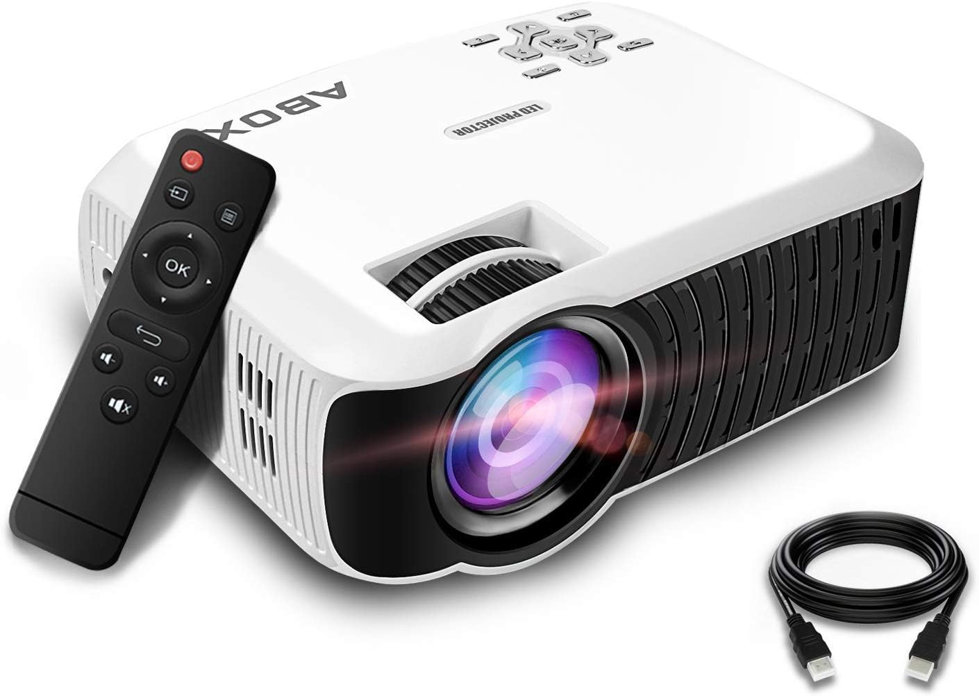 Projector, BOMAKER Portable LCD Video Projector, 60 ANSI Lumen,Support 1080p, USB SD Card VGA AV Phone Laptops for Home Cinema TV