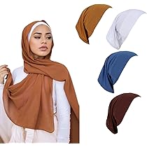 4 Pieces Muslim Jersey Cotton Inner Hijab Caps for Women