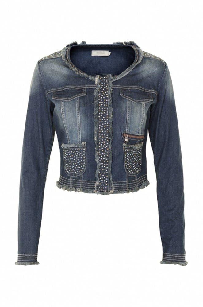 Creme Jeans Jacke Leona mit Strass, Größe42 Amazon.de Bekleidung