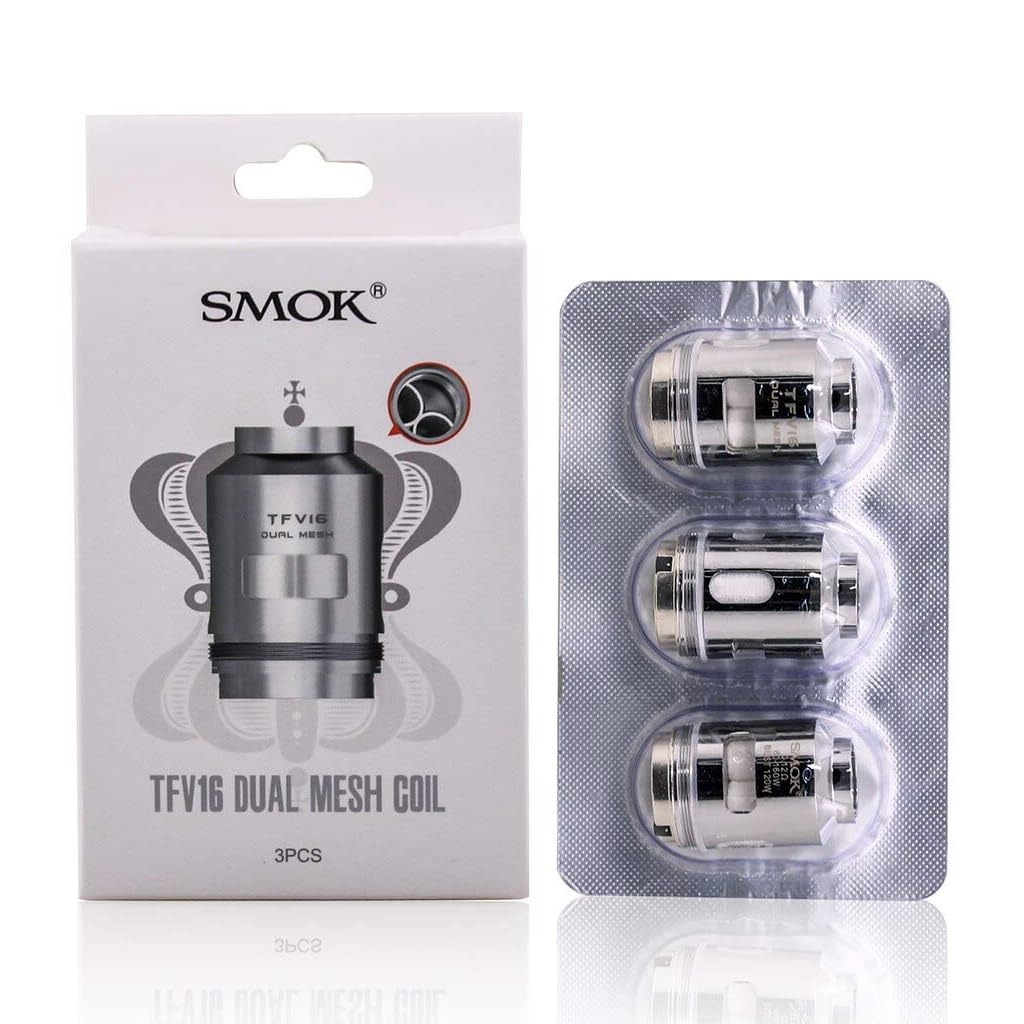 SMOK TFV16 Replacement Coil, Dual Meshed, 0.12 Ohm, High-Performance Vaping Coils, Works With TFV16 Tank, TFV18 Tank, Mag P3 Kit, Morph 2 Kit, SMOK Vaping Coils, Pack of 3, No Nicotine