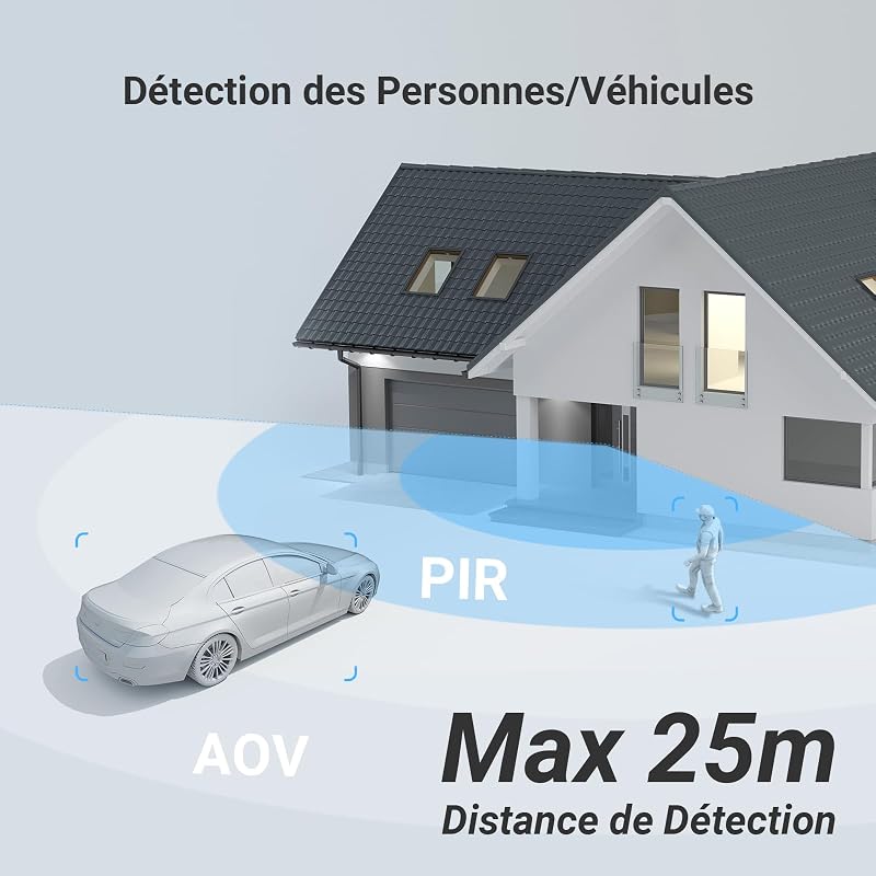 2K+(4MP) 2PK Caméra Extérieure sans Fil CB8 Lite+5W Panneau Solaire