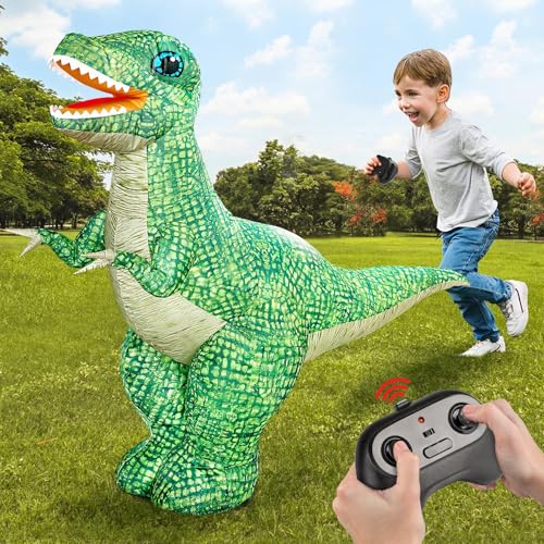 Uniiking® Inflatable Dinosaur Toy for Kids, 2.4GHZ Remote Control Electric Toy with 360°Rotation, Rechargeable Walking Dinosaur Toys for Kids Boys Age 6-8 8-12 Christmas Birthday Gifts