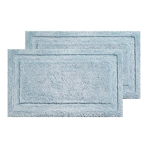 InterDesign Microfiber Spa Bathroom Accent Rug, 34â€ x 21" Inches, Water- Set of 2