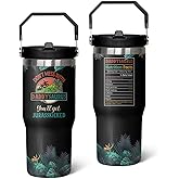 30 Oz Papasaurus Tumbler with Handle and Straw, Daddy Cup Insulated Best Daddy Mug, Double Wall Stainless Steel Dadasaurus Cup, 30 Oz Leak Proof Daddy Mug and Travel Mugs for Dad Gifts