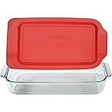 Pyrex Basics 3-qt Oblong with Red Cover KC12026, 2PK-3QT