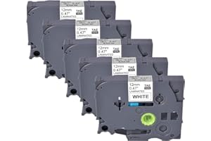 Tze231 PTouch Tape, 12mm Tz Tape Tze-231 Label Maker Black on White Compatible with Brother PT-D210 PT-H100 PT-H110 PT-D600 P