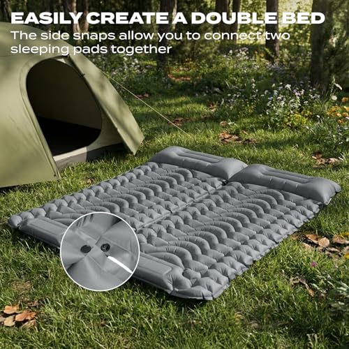 RUMBALUXY Inflatable Camping Sleeping Pad with Built-in Foot Pump Waterproof & Tear-Resistant 50D Nylon Mattress Portable, Compact Air Mat Camping Mat for Backpacking, Hiking, Tents, Grey