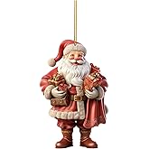 AOLHXY Santa Christmas Tree Ornaments Rustic Santa Claus Nostalgic Retro Tree Decorations Hanging Acrylic Vintage Christmas Decorations for Holiday Xmas Tree Decorations