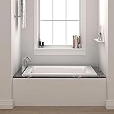 Fine Fixtures Drop In White Soaking Bathtub, Fiberglass Acrylic Material, 66"L x 32"W x 19"H