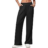 Ekouaer Womens Wide Leg Pants for Women Elastic Waist Womens Casual Palazzo Pants Soft Comfy Pajama Pants with Pockets