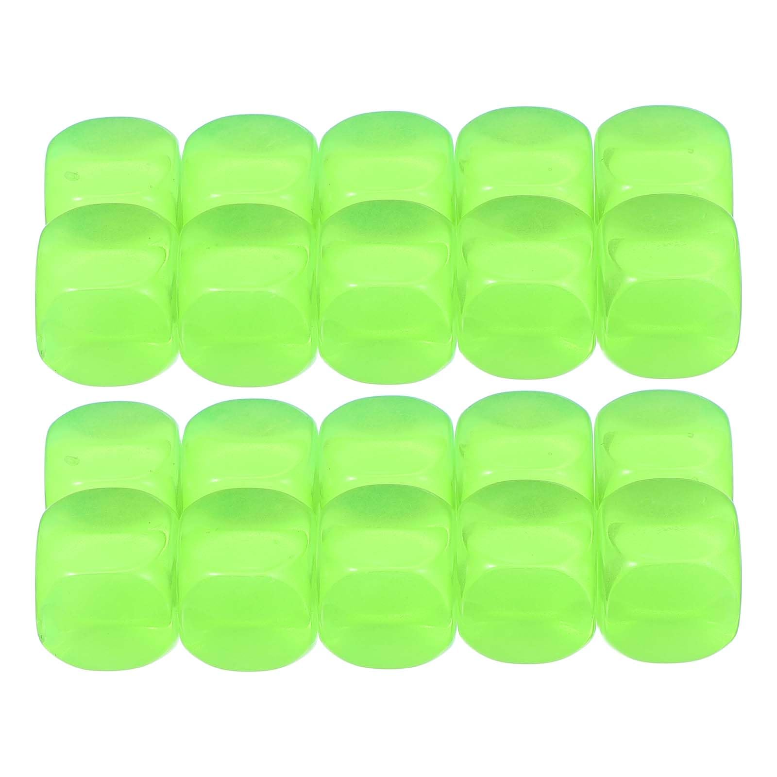 PATIKIL 16 mm Clear Acrylic Dice Blank, 100 Pcs Standard Game Dice Rounded Corner with Smoothed Surface Six Sided for Board Games Teaching, Light Green