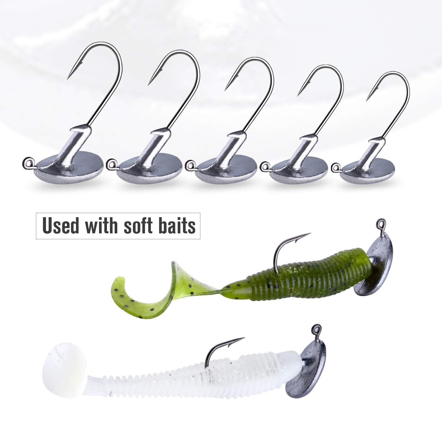 Goture Stand Up Fishing Jig Head Hooks Set Kit with Fishing Tackle Box Tumbler Fish Head Hooks for Saltwater Freshwater (7g 20PCS)