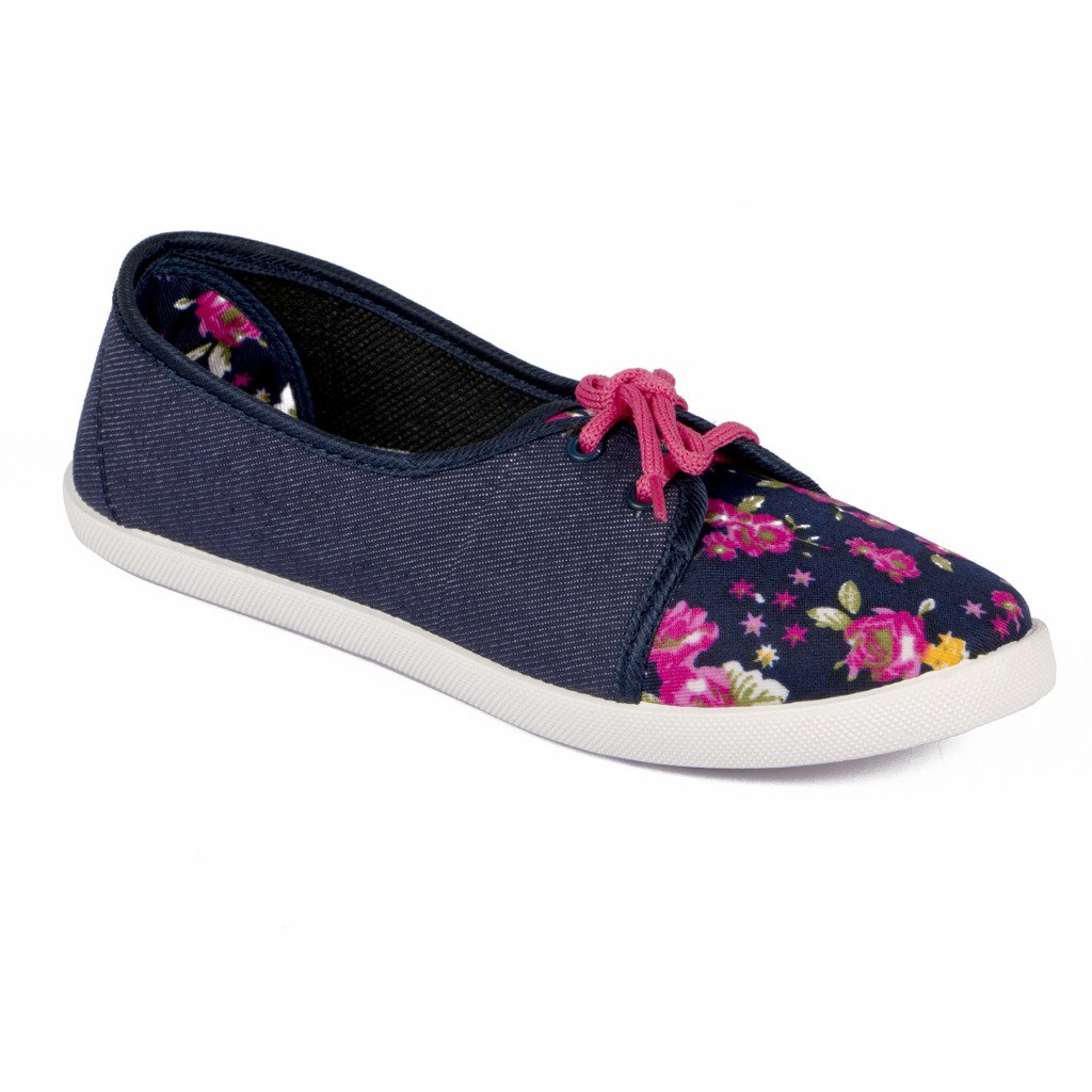 asian shoes lr-82 navy blue pink canvas women shoes