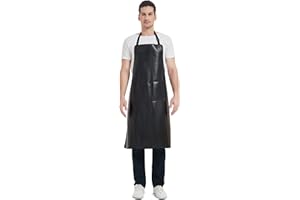 Artificial Leather Apron, Heavy Duty Work Apron, Waterproof Apron Ideal for Chef, Butcher, Barber, DishWashing