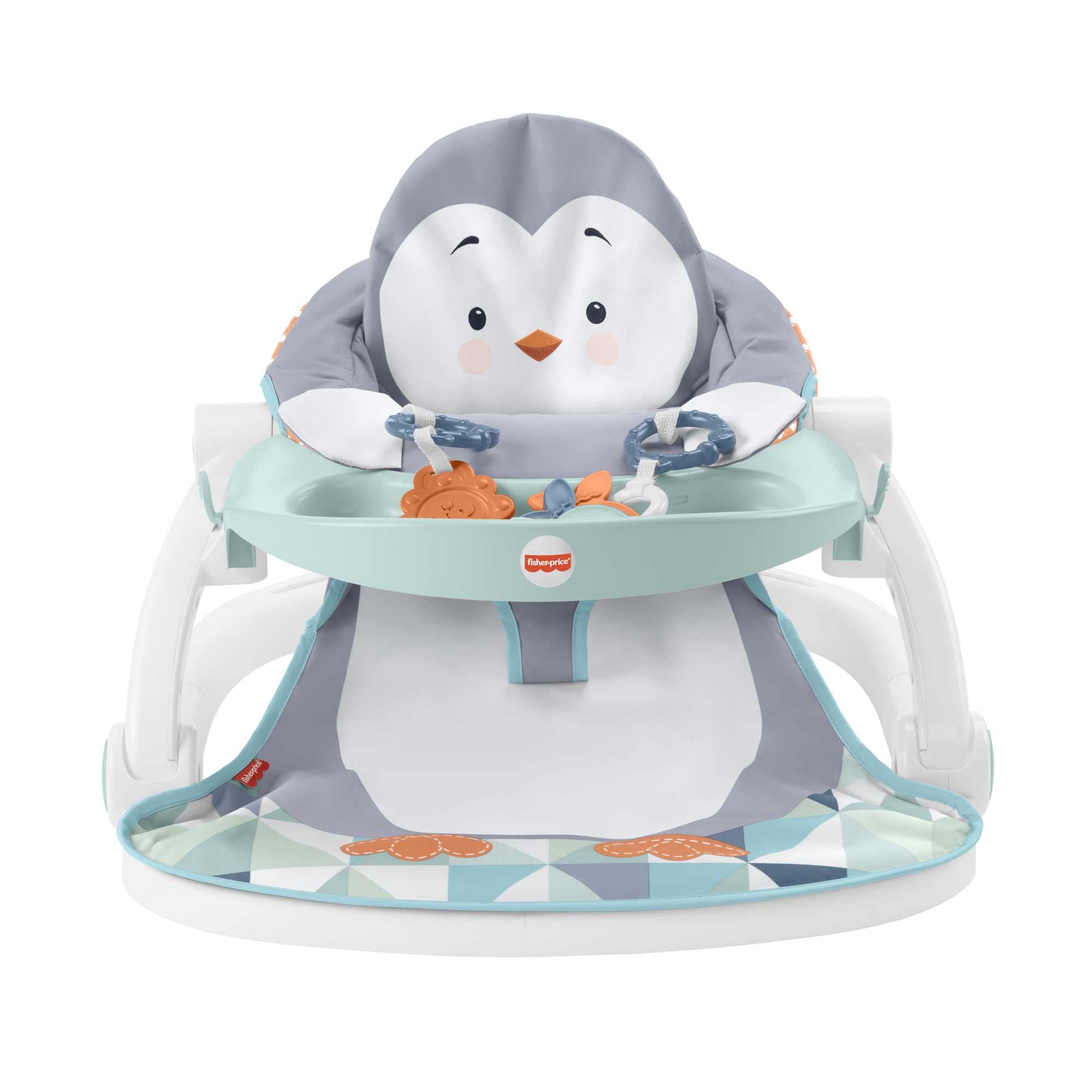 ​Fisher-Price Sit-Me-Up Floor Seat with Tray – Penguin Island, animal-themed portable infant chair with snack tray and toys