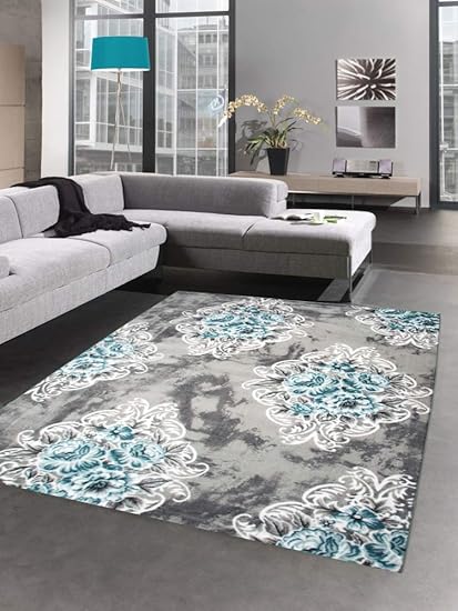 Tapis Moderne Tapis Du Salon Ornements Orientaux Fleurs Gris