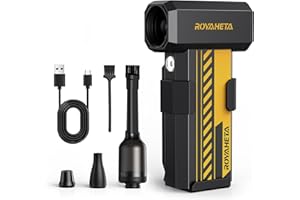 Cordless Electric Compressed Air Duster: 130000RPM Air Blower with LED, 4-Gear Adjustable Mini Blower, Aluminum Alloy Body wi
