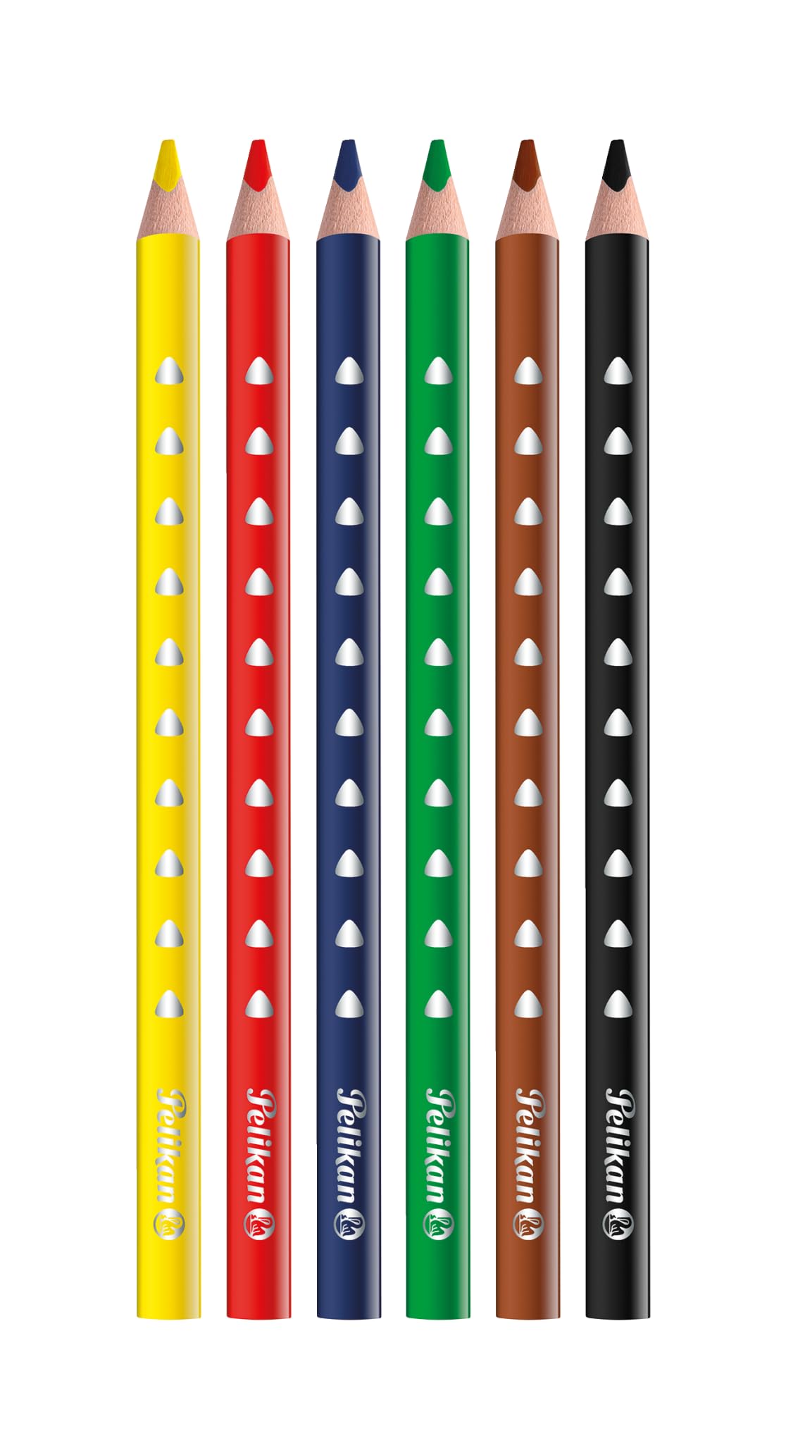 Pelikan Silverino Colouring Pencils Set of 6, Triangular and Thick, 6 Colours, Colouring Pencils with Grip and Triangular Barrel
