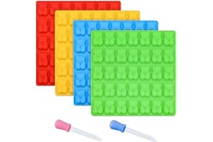 CAKETIME Gummy Bear Molds Candy Molds - 1 Inch Gummy Molds Bear Large Chocolate Molds Silicone 4 Pack LFGB Pinch Test Approved Best Food Grade Silicone Molds