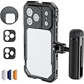 NEEWER Phone Cage Kit Compatible with iPhone 17 Pro Only, Video Rig Stabilizer Accessories with 67mm Filter Ring, 17mm &amp; T Mount Lens Backplates, Quick Release Bluetooth Handle, PA143 (Black)