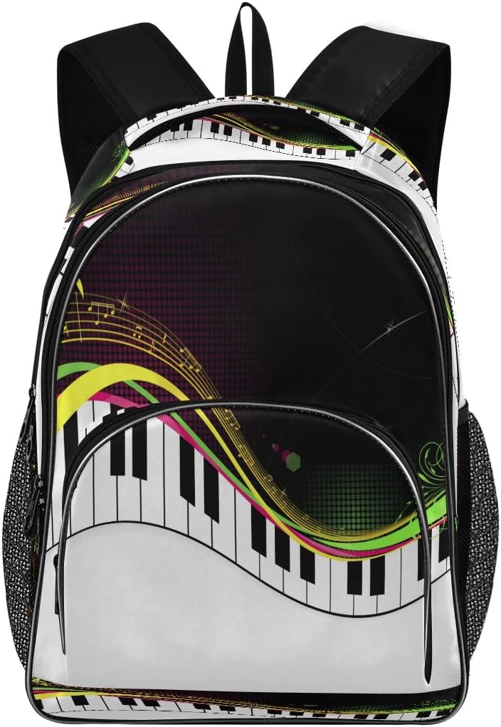 Laptop Backpacks for Women Men - Black Piano Notes Large School Bag Fit 17 Inch Computer Bookbag for School Business Travel Swimming