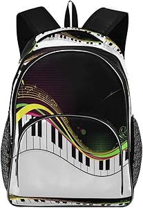 Laptop Backpacks for Women Men - Black Piano Notes Large School Bag Fit 17 Inch Computer Bookbag for School Business Travel Swimming