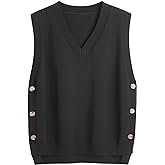 jinghuiyue Women's Sweater Vest V Neck Sleeveless Pullover Knit Vest Casual Solid Ribbed Sweaters Tops