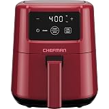 CHEFMAN 2 Qt Mini Air Fryer – Digital Space-Saving Compact Air Fryer with Nonstick and Dishwasher Safe Basket, Quick & Easy Meals in Minutes, Features Digital Timer and Shake Reminder – Red