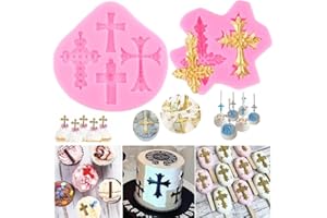 ELINKA Cross Silicone Mold,2 Pcs Baptism Cake Decorations Cross Cake Mold Cross Mold Baptism Cake Toppers for Baptism Party Supplies