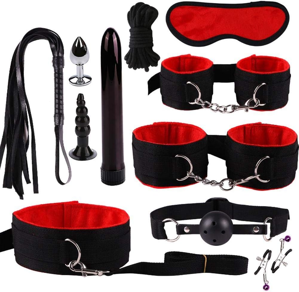 Sexy Suit Plush Set Alternative Bundled Binding Set Nylon Leather Suit, 11 Pieces Set