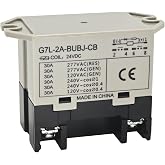 G7L-2A-BUBJ-CB DC24 General Purpose Relay with Test Button - 24 VDC Class B Insulation, Screw Terminal, Upper Bracket Mounting, DPST-NO Contacts