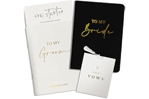GARDENCITY Wedding Vow Books His and Hers, Gold Foil Lettering & Keepsake Sleeve, Wedding Day Essentials, Beautiful His and Hers Gifts for the Bride and Groom (Black & White)