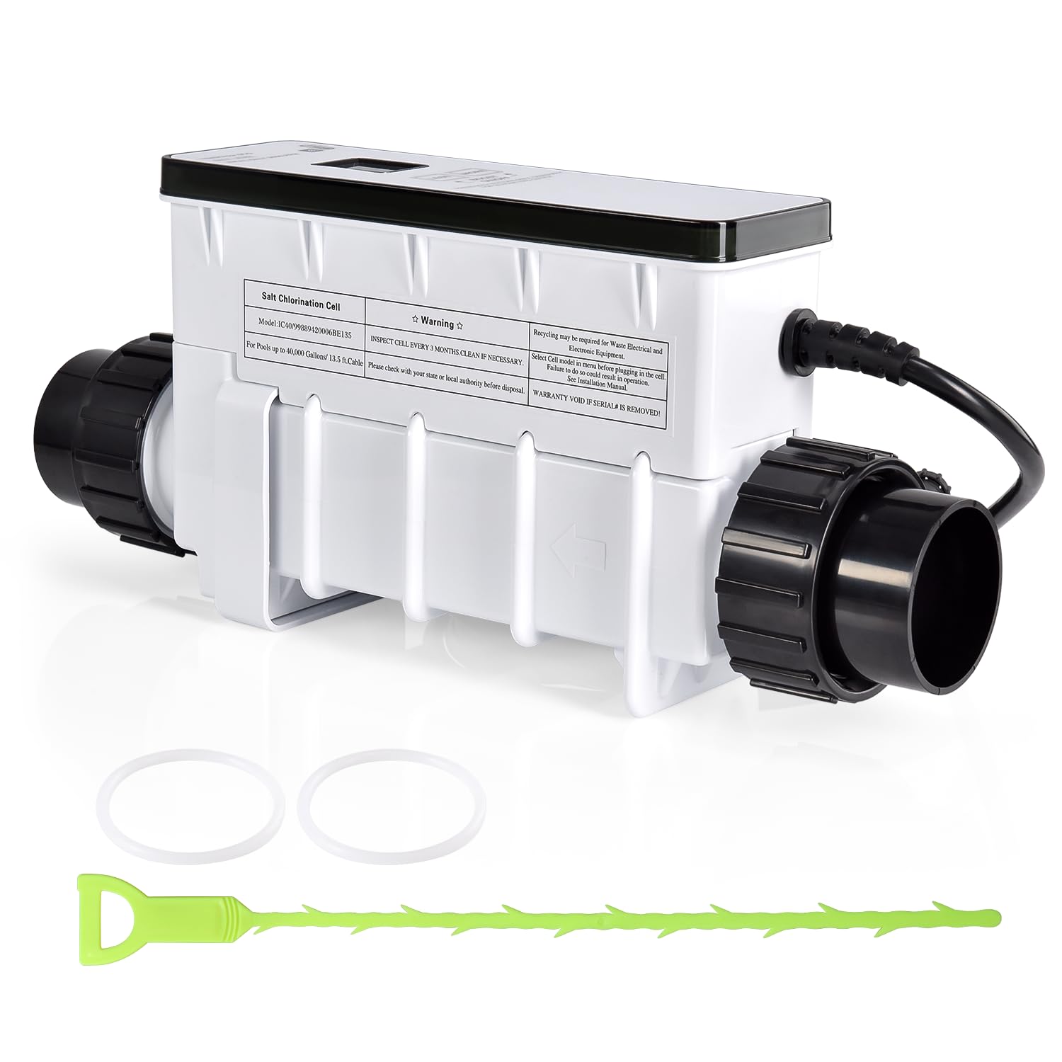 Photo 1 of Hodflop IC40 EC-520555 Pool Salt Cell Chlorinator Generator Compatible with 520555 IC40 Automation Systems up to 40,000 Gallons In-Ground Swimming Pools, Includes Cable and PVC Unions