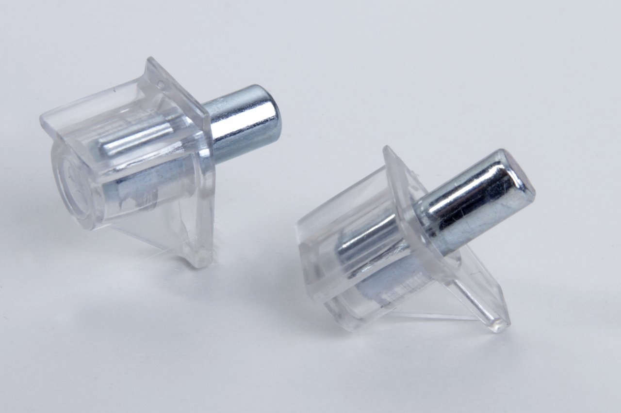 40 Shelf Supports, Transparent Plastic with Steel pin