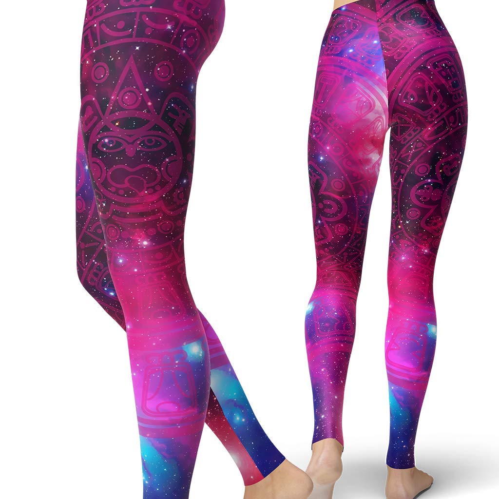Women Red Outer Space Yoga Leggings 