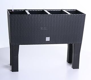 Blumentopf Blumenkasten mit Füßen Blumenkübel Rattan Bewässerung 4 Farben 2 Größen (600 anthrazit)