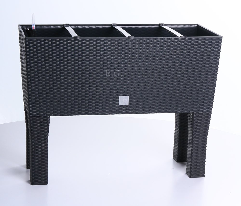 kräutergarten für balkon Blumenkasten mit Füßen, Blumenkübel Rattan 600 Anthrazit