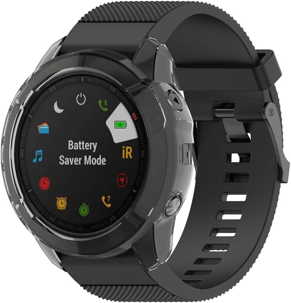 Disscool TPU Case Cover for Garmin Fenix 6X, Soft Anti Drop TPU Protective Case Cover Skin for Garmin Fenix 6X(TPU Black) - Image 3