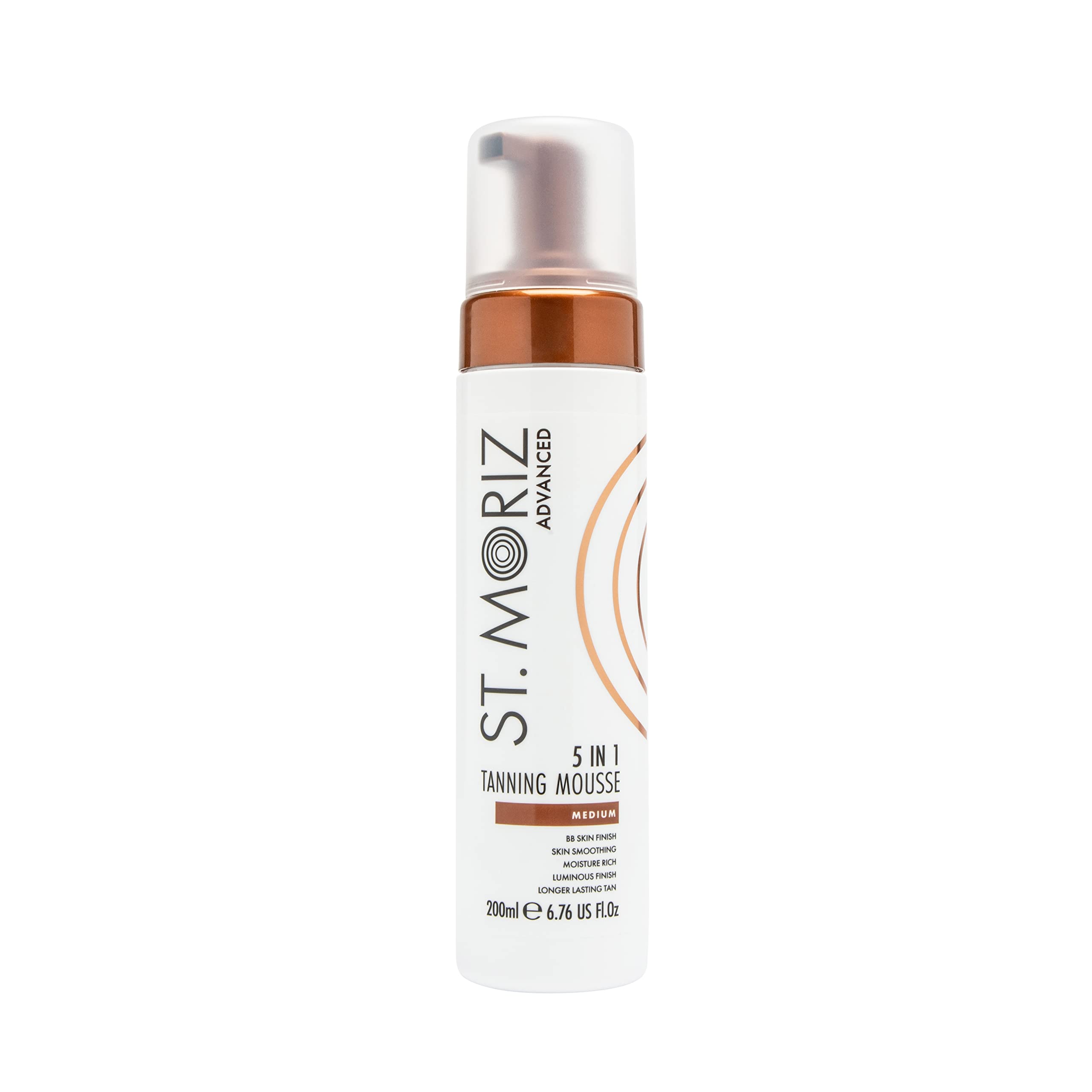 St Moriz Advanced 5 in 1 Instant Tanning Mousse in Medium | 5 Luxurious Benefits – Skin Smoothing, Moisture Rich, BB Skin Finish & Luminous Finish for Longer Lasting Tan | Vegan Fake Tan | 200ml — image 1