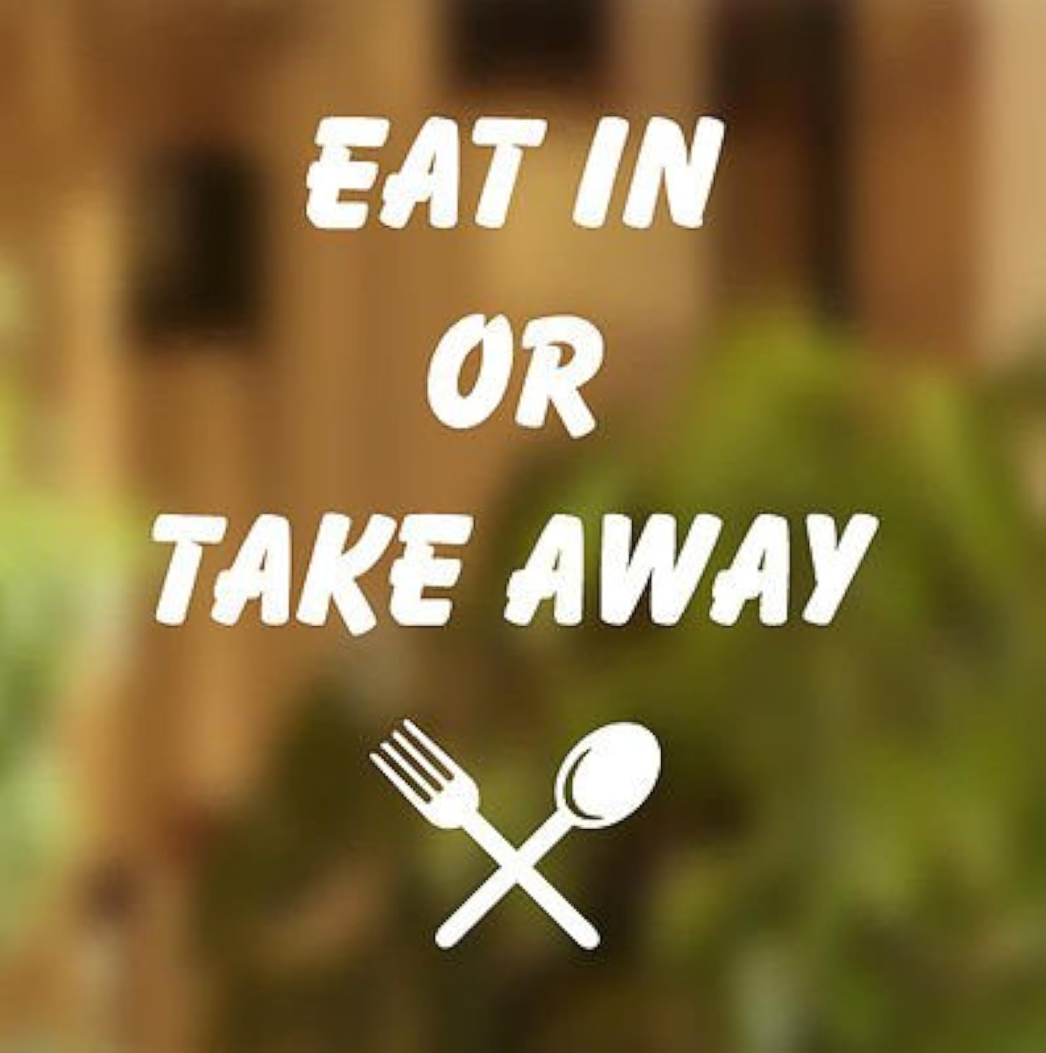 Eat in or Takeaway Shop Sticker Vinyl Lettering Window Front Sign Art Graphics Catering