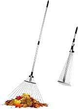 Leaf Rake with Handle 160 cm Telescopic Heavy Duty Gardening