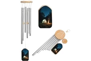 Starry Sky Camping Site Memorial Wind Chimes for Loss of Loved One - Wooden Sympathy Windchimes for Outside - Small Bamboo Wi